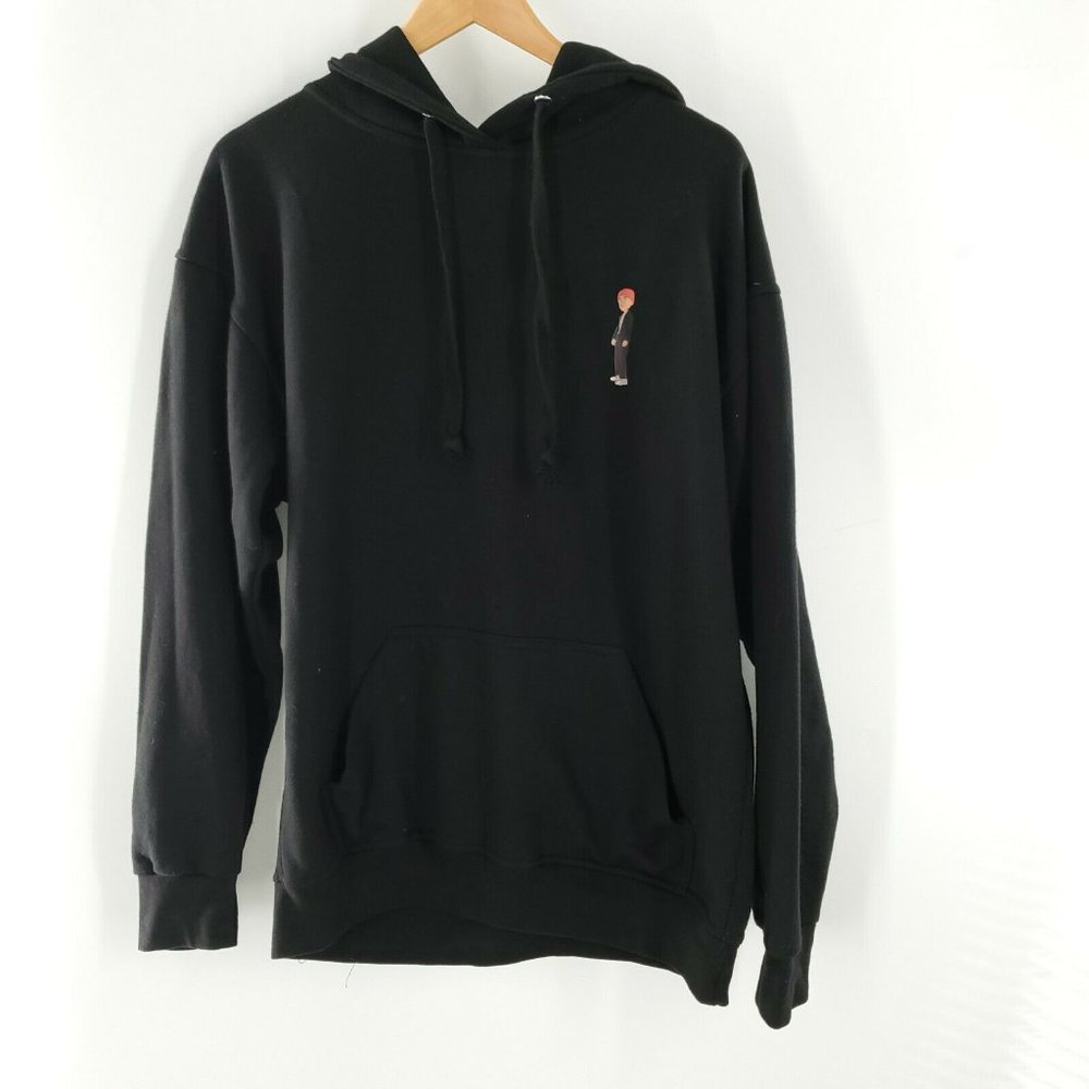Jon Lauren Mens Black‎ Hoodie With Picture On Back Size Unknown -Appears Small